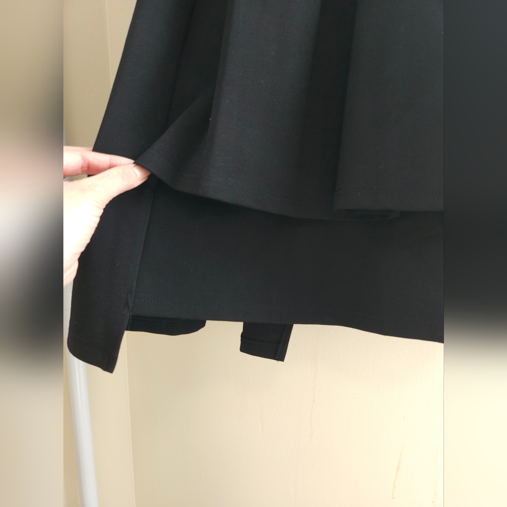 Elegant Black Elastic Waist Asymmetrical Double Layer Ruffled Hem Midi Skirt - Picture 13 of 16